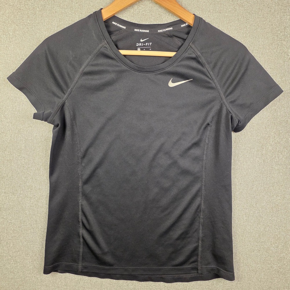 Nike Running Dri-FIT Shirt Black Short Sleeve Mesh Training Top 831530-01 Mens M
